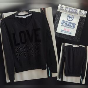 PINK Victoria's Secret Charcoal V-Neck Sweatshirt Size Med